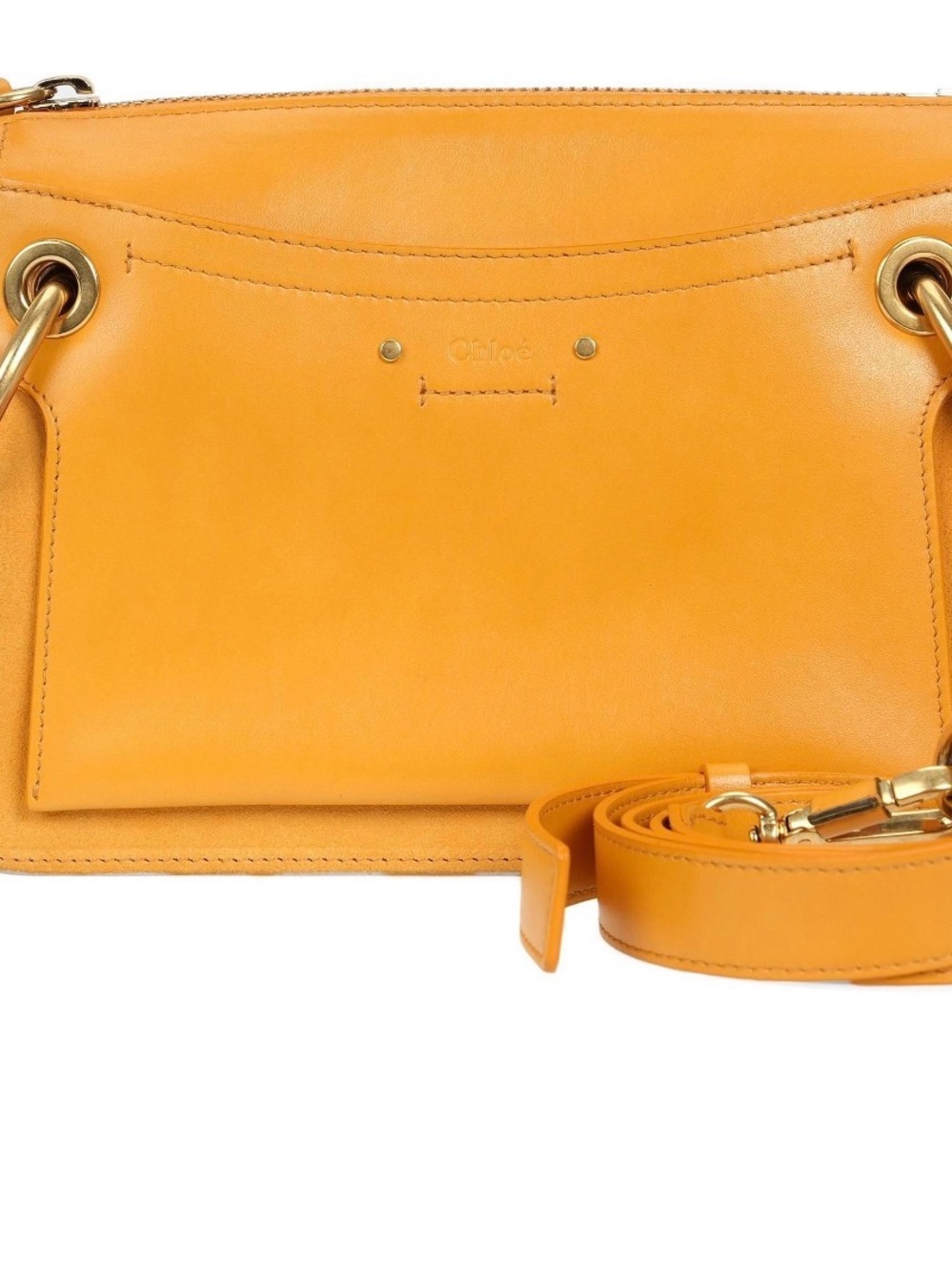 Chloe Orange Leather Crossbody with Gold Hardware